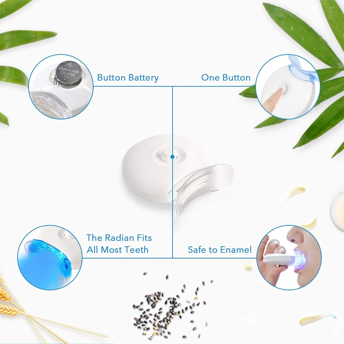 Kit de blanchiment des dents – Blanchiment des dents à lumière LED 5X avec 35% de peroxyde de caramide, plateaux buccaux, 3 gel réparateurs et étui à plateau